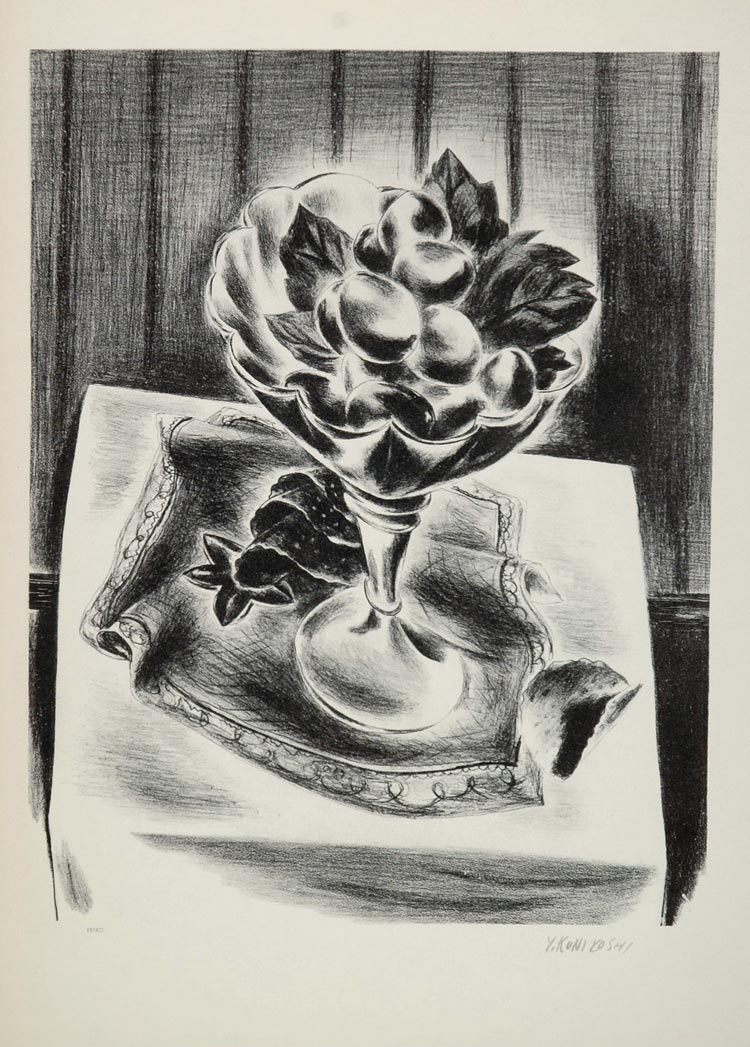1939 Yasuo Kuniyoshi Grapes in a Bowl Still Life Print ORIGINAL HISTORIC AMER