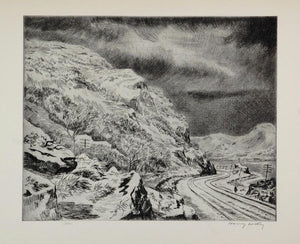 1939 Harry Wickey Hudson River Highlands Winter Print ORIGINAL HISTORIC AMER