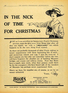 1918 Ad Fred Christmas Poppy Letter Meccano Boots Chemist Camera AMP1