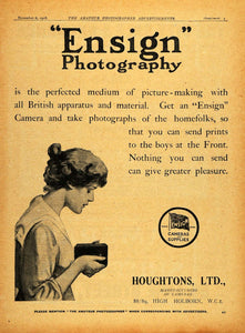 1918 Ad Ensign Photography Camera Film Equipment Houghtons High Holborn AMP1
