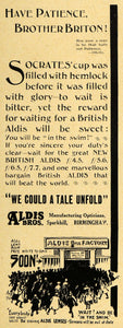 1918 Ad Aldis Bros. Opticians Camera Lens Birmingham UK - ORIGINAL AMP1