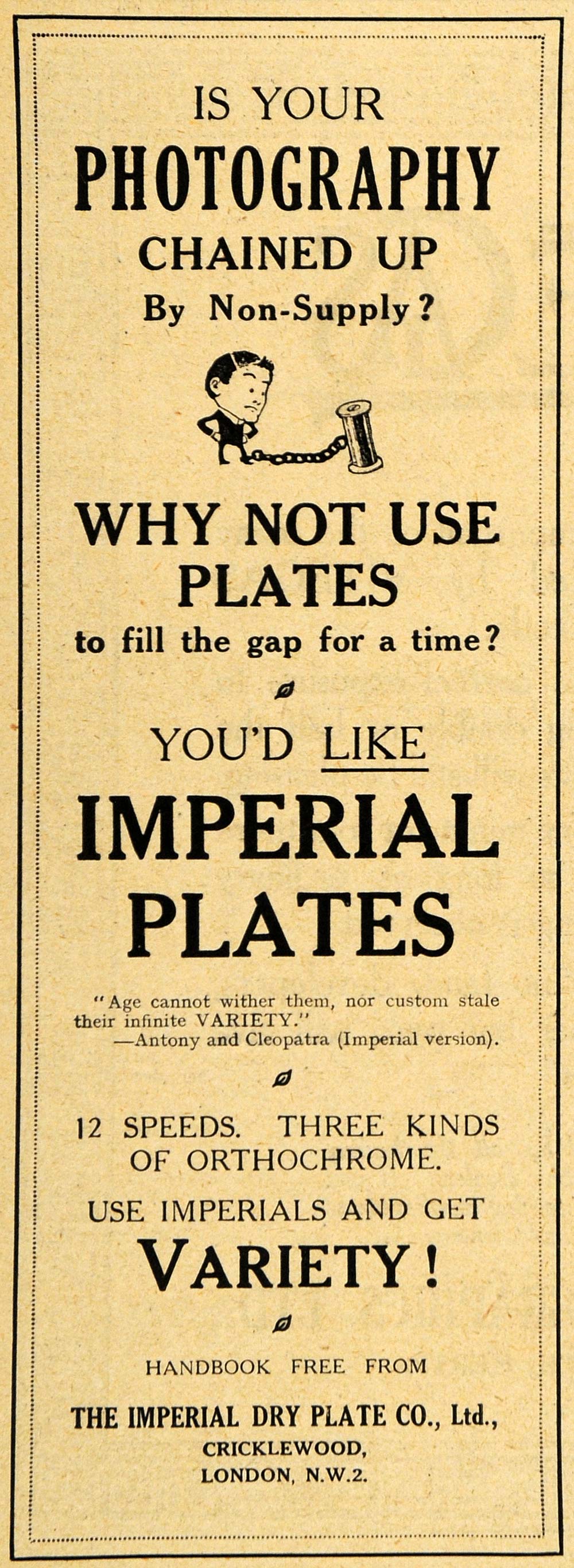 1918 Ad Imperial Camera Dry Plates Photography WWI - ORIGINAL ADVERTISING AMP1