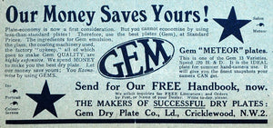 1918 Ad Gem Meteor Dry Plates Camera Film Photography Camera Criklewood AMP1