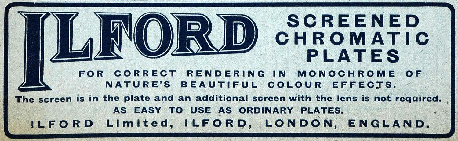 1918 Ad Ilford Screened Chromatic Color Plates Film Camera Photography AMP1