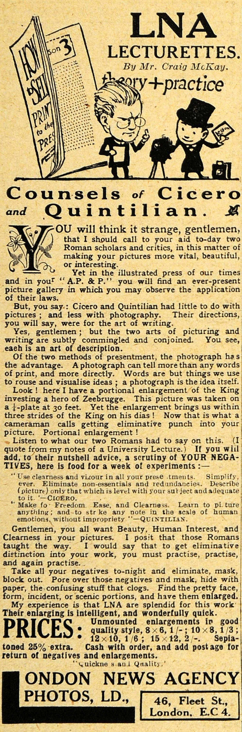 1918 Ad London News Agency Photography Advice Cicero Camera Film Craig AMP1