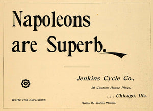 1896 Ad Jenkins Cycle Napoleon Chicago Bicycle Biking Cycling American AMW1