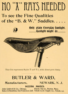 1896 Ad Butler Ward Newark Saddles Bicycle X-Rays - ORIGINAL ADVERTISING AMW1