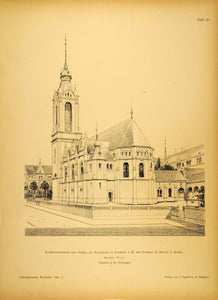 1891 Print Peterskirche Church Frankfurt German Henrici ORIGINAL HISTORIC AR2