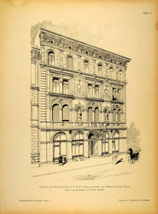 1896 Print House J. G. Wolf Graz Austria Architecture ORIGINAL HISTORIC AR3