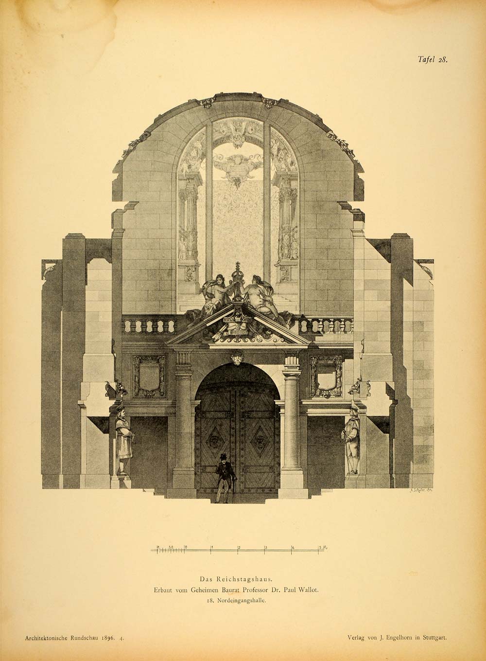 1896 Print Door Reichstag Berlin Paul Wallot Architect ORIGINAL HISTORIC AR3