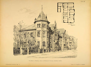 1896 Print House Munich Heilmann & Littmann Architects ORIGINAL HISTORIC AR3