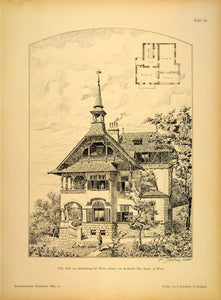 1896 Print House Villa Kahlenburg Austria Max Kaiser - ORIGINAL HISTORIC AR3