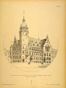 1896 Print Rathaus Kothen Germany Reinhardt SåÀssenguth ORIGINAL HISTORIC AR3