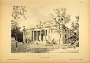 1892 Print School Budapest Koloman Gerster Architecture ORIGINAL HISTORIC AR4