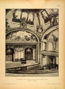 1892 Print Pfauensaal Theatre Zurich Chiodera & Tschudy ORIGINAL HISTORIC AR4