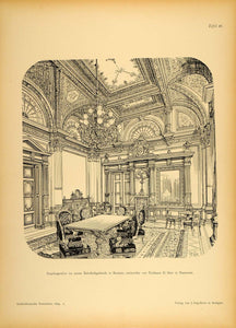 1894 Waiting Room Bremen Bahnhof Train Station Print - ORIGINAL HISTORIC ARC2