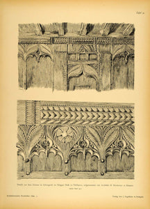 1894 Room Interior Carving Zirbengotik Velthurns Print ORIGINAL HISTORIC ARC2