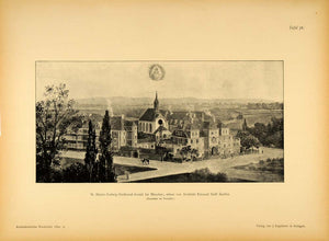 1894 Institute Building Munich Emanuel Seidl Print - ORIGINAL HISTORIC ARC2