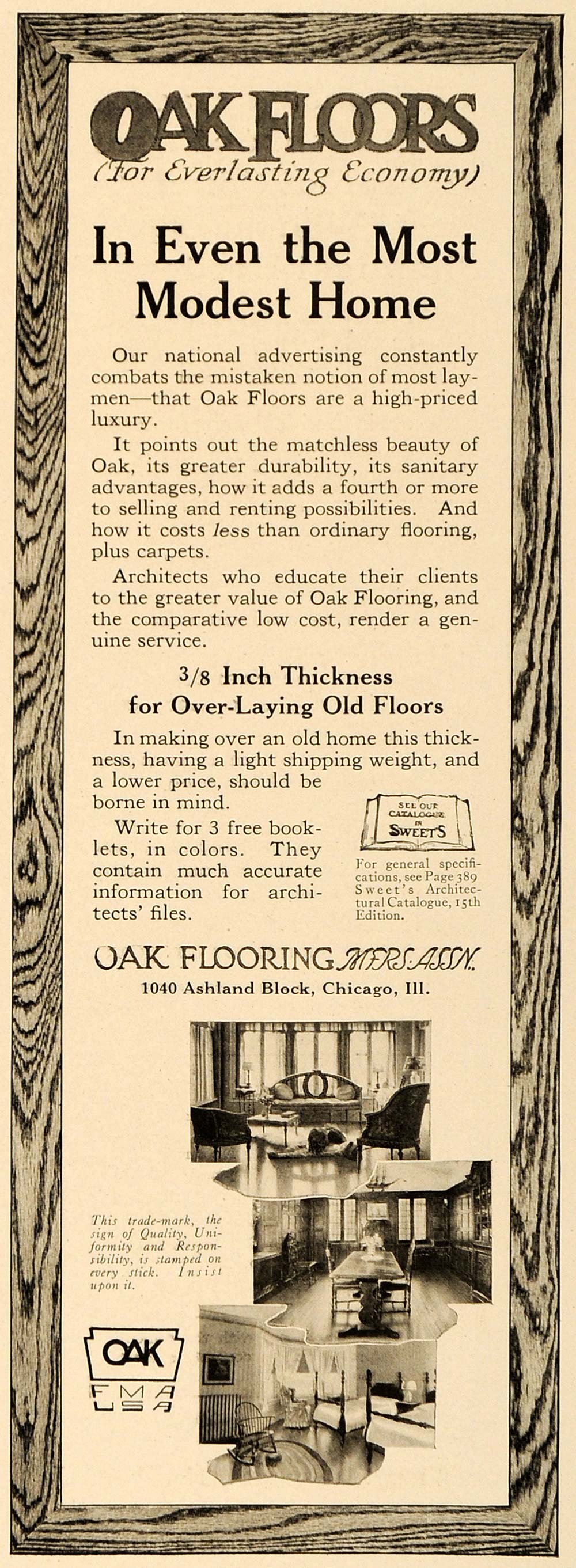 1921 Ad Oak Flooring Association Home Hardwood Carpentry Architect ARC3