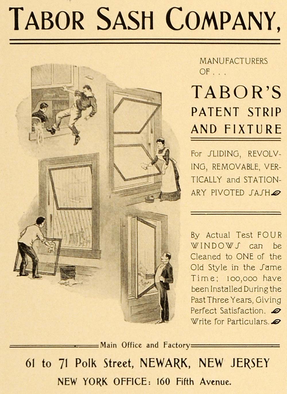 1904 Ad Tabor Sash Sliding Revolving Pivoted Windows Home Improvement ARC3