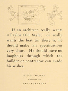 1905 Ad N. G. Taylor Old Style Tin Roofing Contracting Construction ARC3