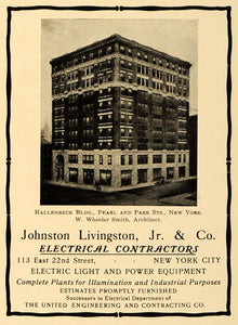 1905 Ad Johnston Livingston Jr Hallenbeck Building NY Wheeler Smith ARC3
