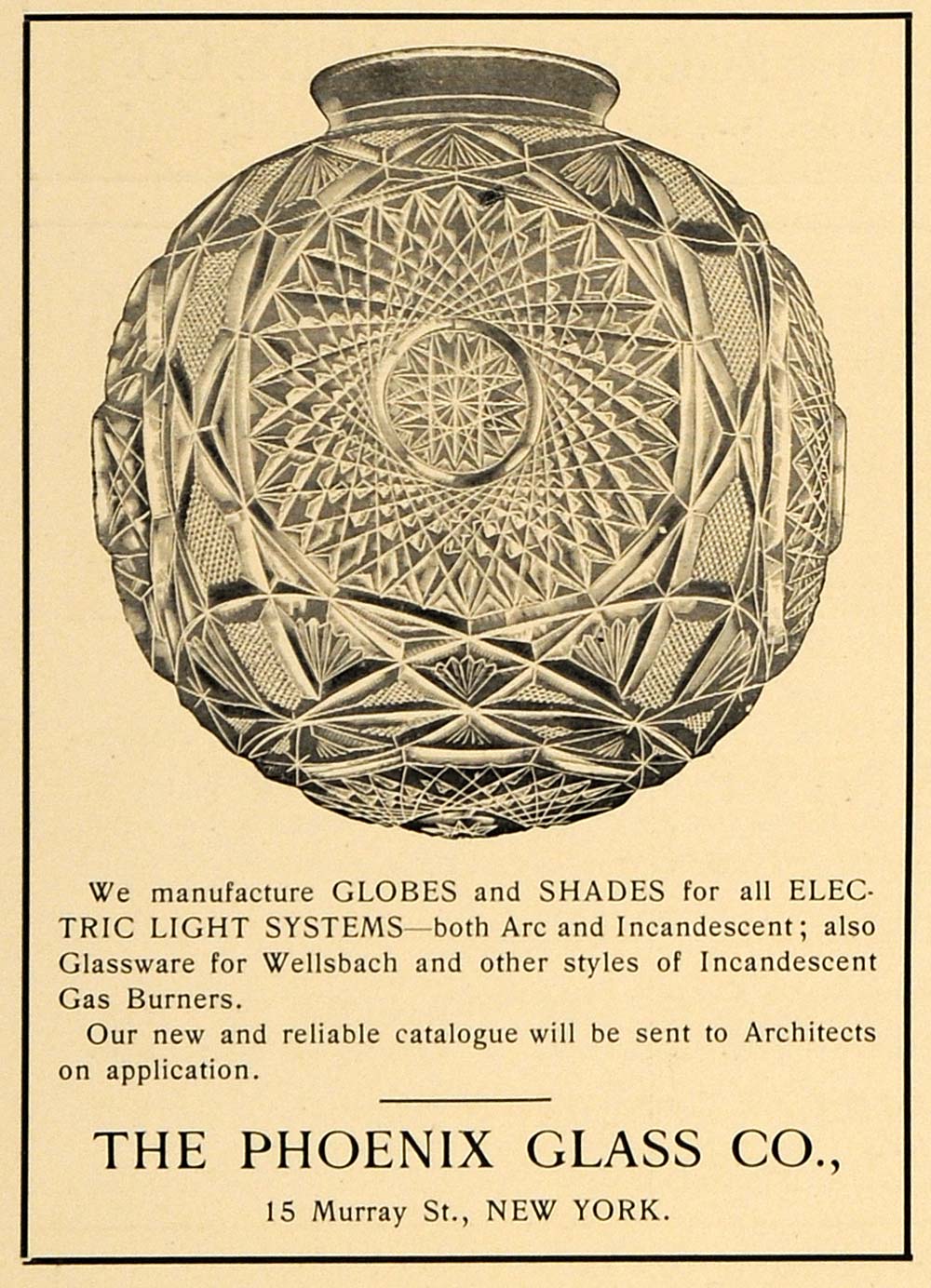 1902 Ad Phoenix Glass Globes Electric Lighting Fixtures Decorative Lamp ARC3