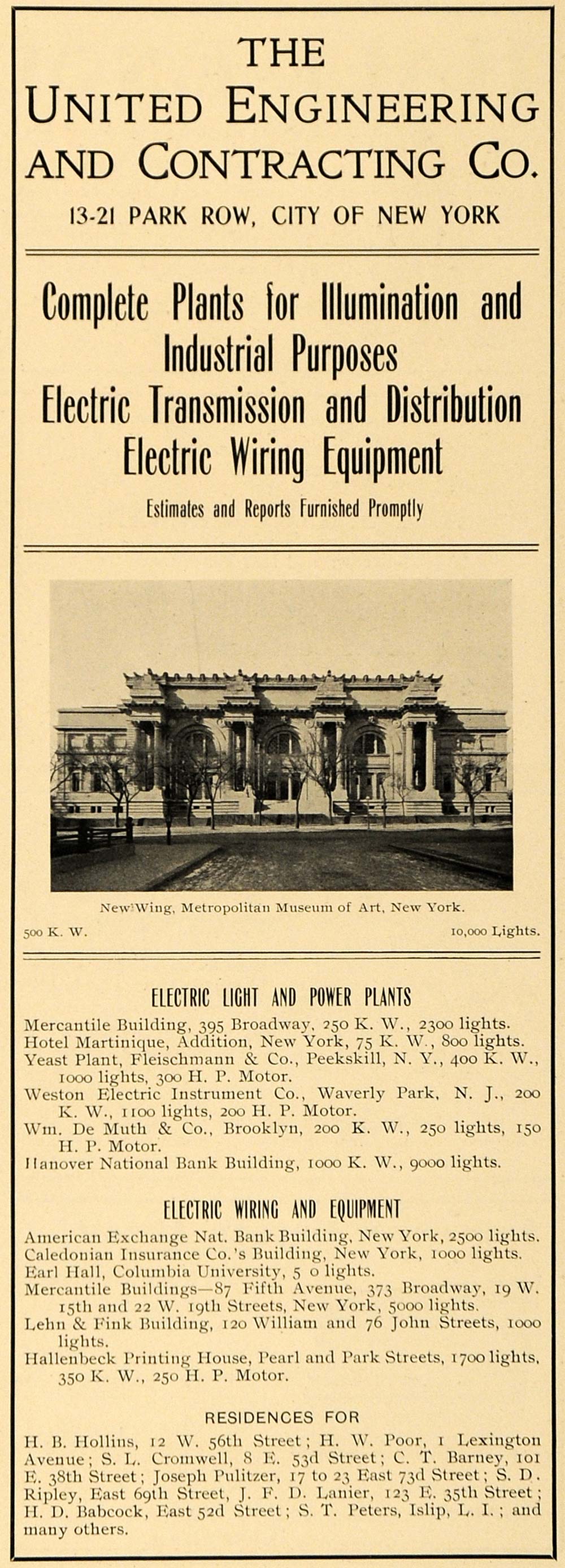 1902 Ad United Engineering Contracting Metropolitan Museum New York ARC3