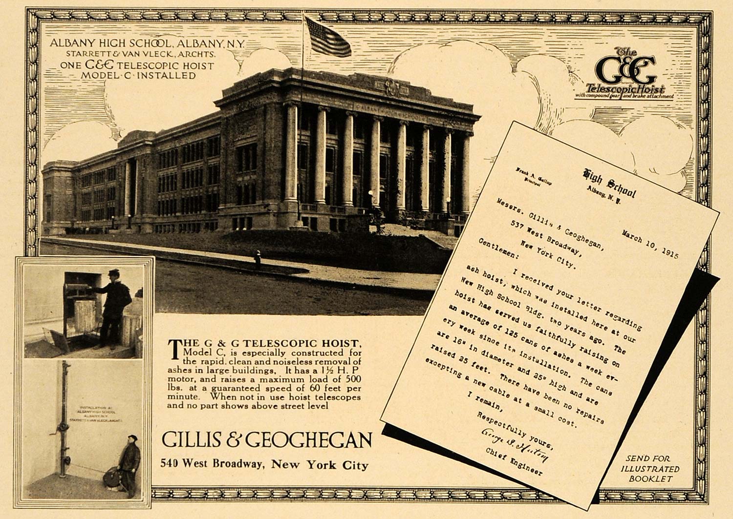 1915 Ad Albany School NY Starrett Architecture Gillis Geoghegan Telescopic ARC3
