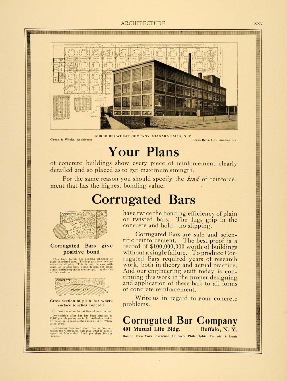 1915 Ad Corrugated Bar Architecture Shredded Wheat Factory New York Green ARC3