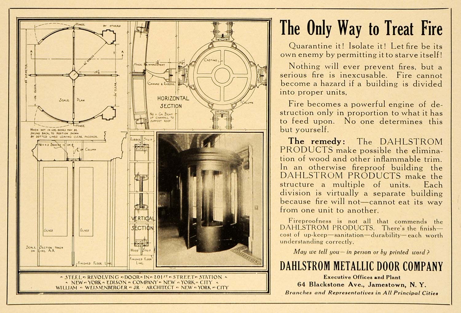 1915 Ad Dahlstrom Metallic Door Floor Plans Blue Print William ARC3