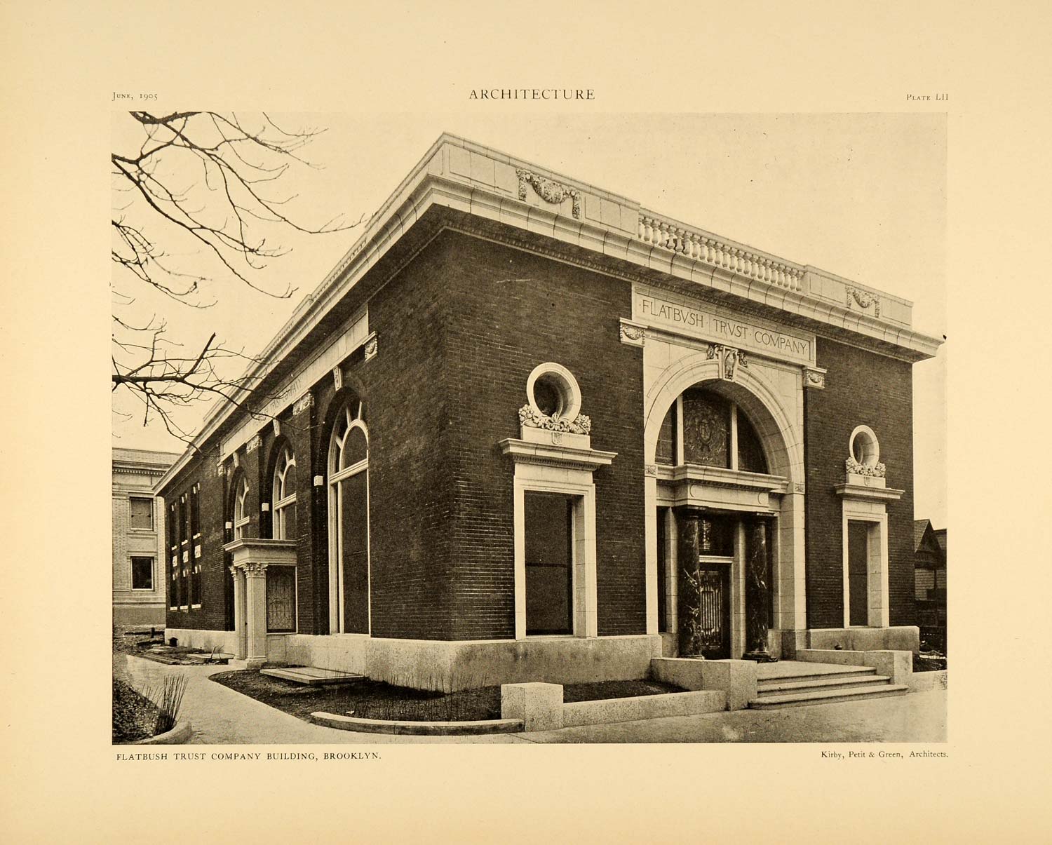 1905 Print Flatbush Trust Building Brooklyn NY Architecture Kirby Petit ARC4