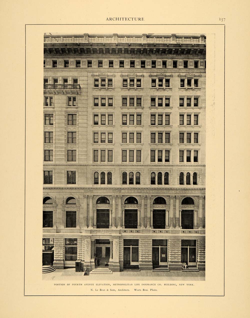 1904 Print 4th Ave NY Metropolitan Life Insurance Building Le Brun ARC4