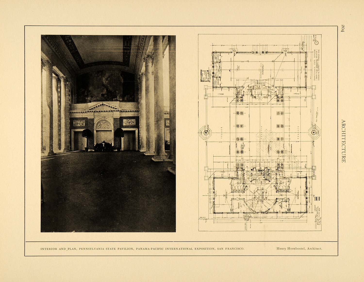 1915 Print Pennyslvania State Pavilion Blueprint Architecture Henry ARC4