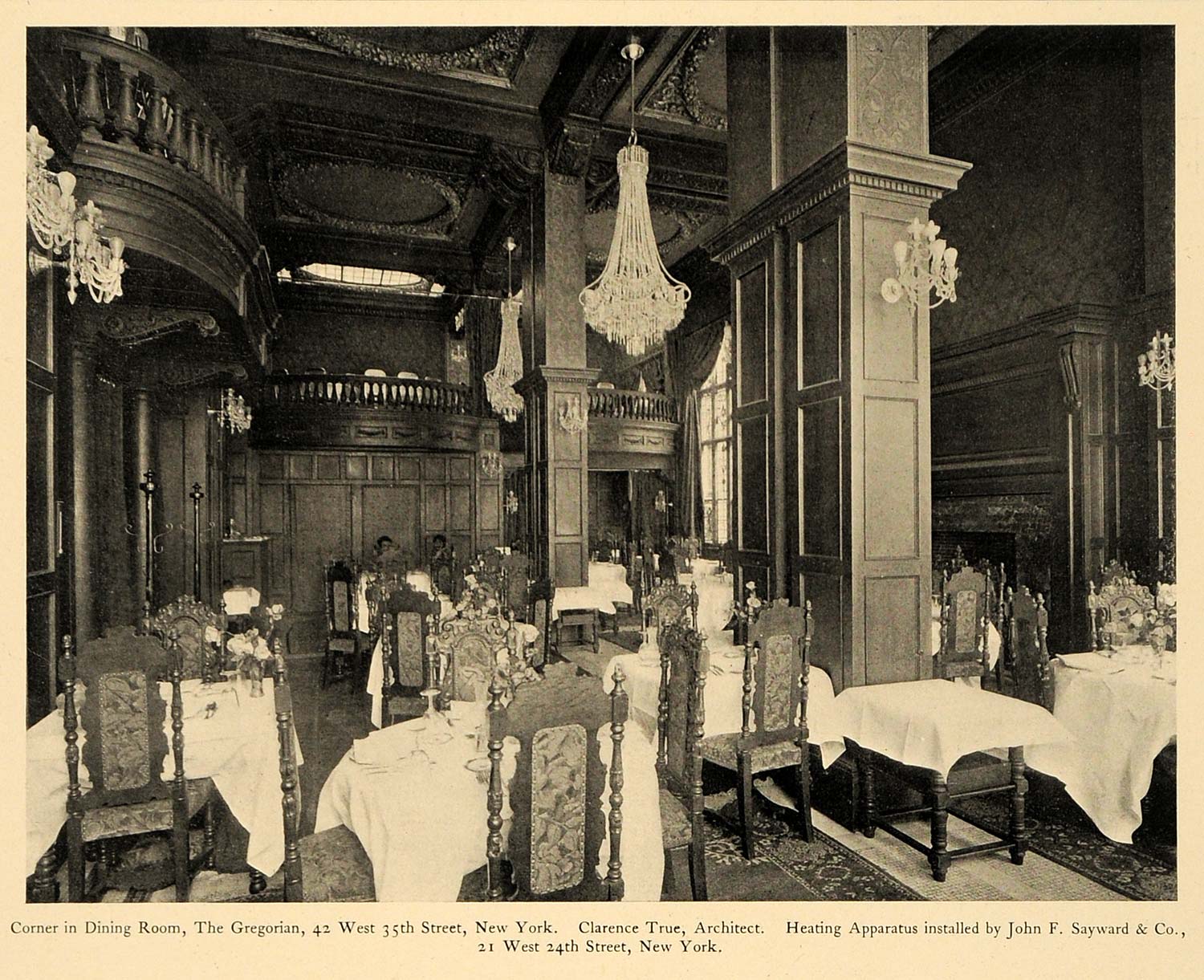 1903 Print Gregorian Dining Room 42 West 35th Street New York Interior ARC4