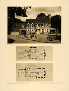 1929 Print Phillip Wallis House Bala PA Folsom Stanton Graham Architecture ARC5
