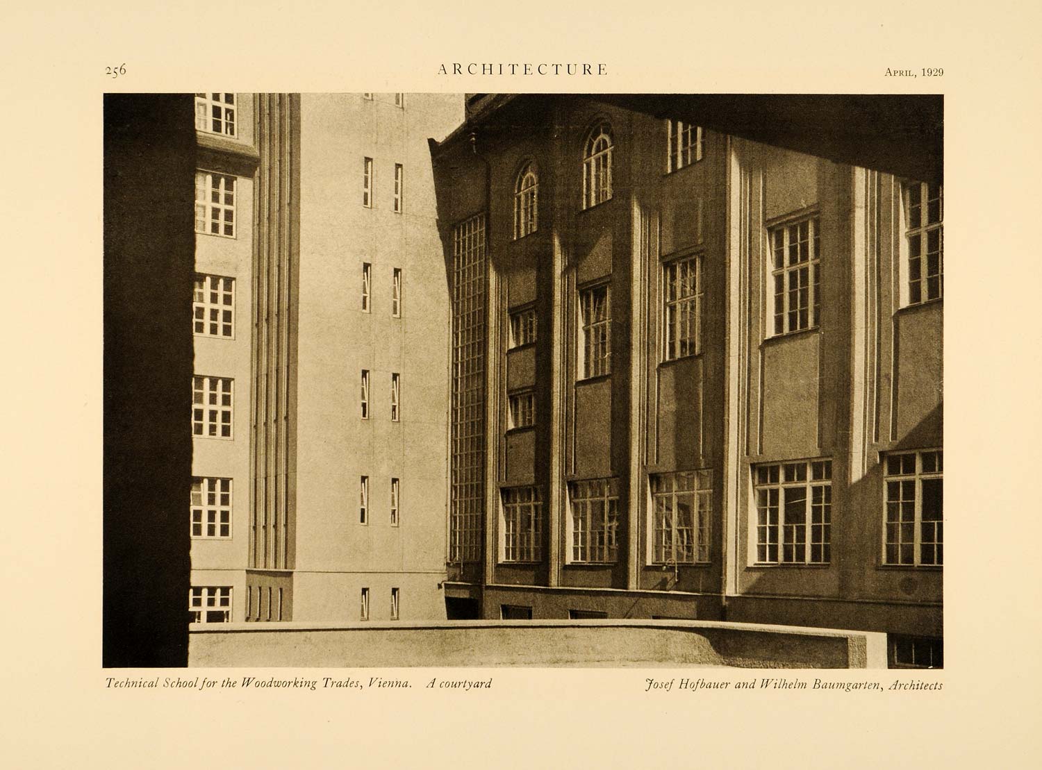 1929 Print Woodwork Trade School Building Vienna Austria Hofbauer ARC5