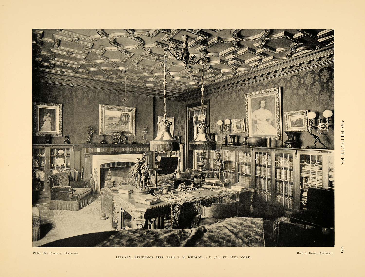 1902 Print Sara EK Hudson New York Home Brite Bacon Architecture Interior ARC5