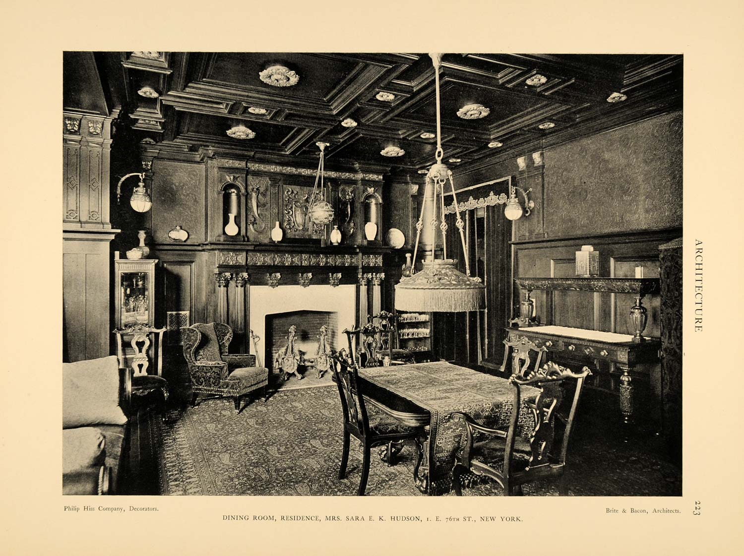 1902 Print Sara EK Hudson New York Home Brite Bacon Architecture Interior ARC5