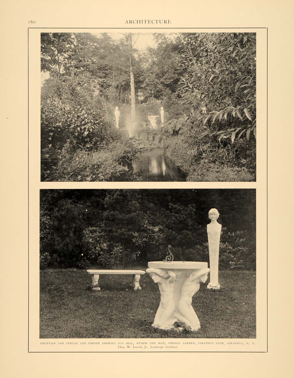 1903 Print Formal Garden Saratoga Club NY Charles Leavitt Landscape ARC5