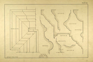 1925 Lithograph Oriole Maryland Interior Home Design Cornice Molds ARC6
