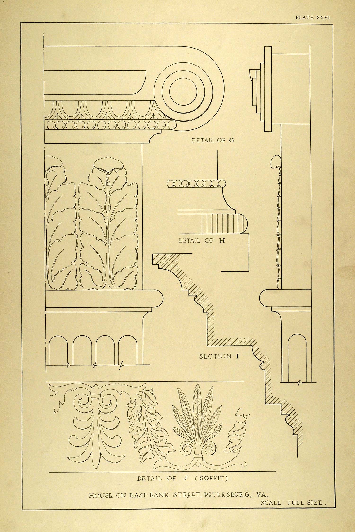 1925 Lithograph East Bank Street Virginia Columns Architecture Plant D ...