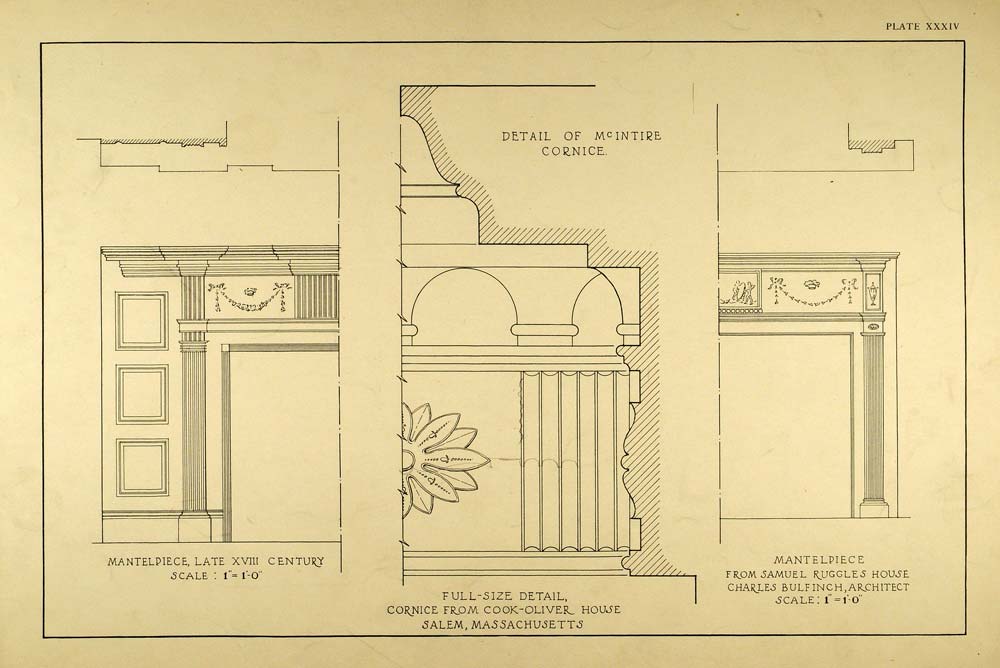 1925 Lithograph Architecture Cook-Oliver House Sam Ruggles Mantel Flor ...