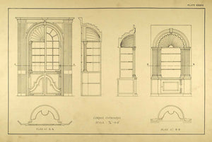 1925 Lithograph Historic Architecture Interior Cupboard Design Fanned ARC6