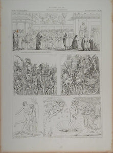 1870 Lithograph Italian Painting Julius Caesar Venus Botticelli Hercules ARCH2