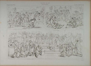 1870 Lithograph Raphael Paintings Athens School Ananias Death Slaughter ARCH2