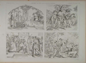 1870 Lithograph Germany Painting Sophronia Olindo Dante Virgil Hell ARCH2