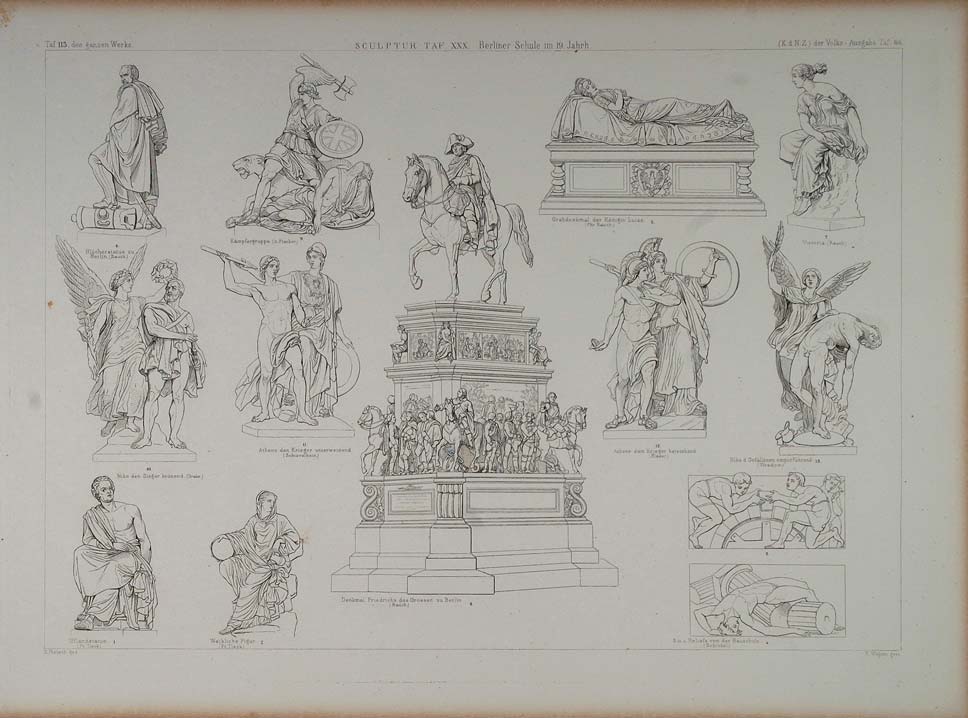 1870 Lithograph Sculpture Berlin Germany Queen Louise Prussia Frederick ARCH2