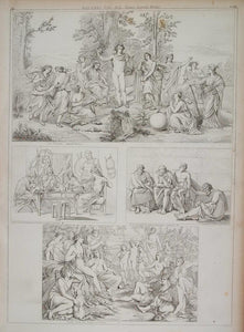 1870 Lithograph German Painting Parnassus Mengs Apollo Schick Achilles ARCH3