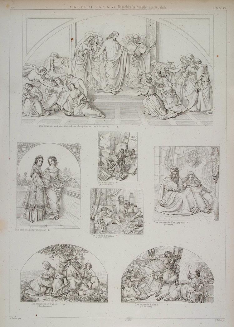 1870 Lithograph Religious Germany Paintings Christ Virgins Don Quixote ARCH3
